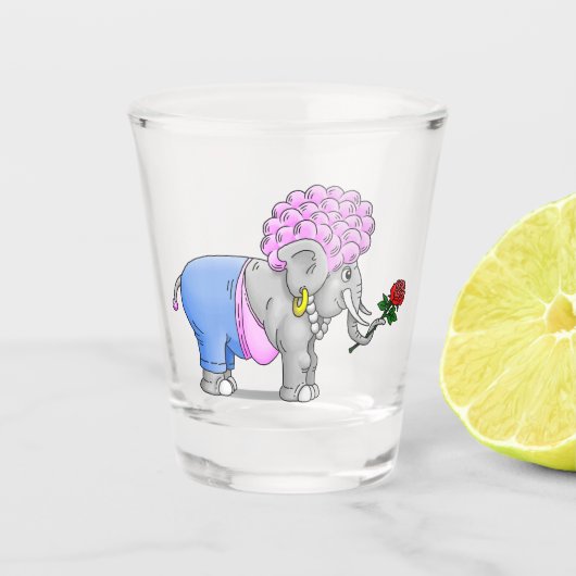 Happy Elephants Valentijnsdag Shot Glas (Voorkant)