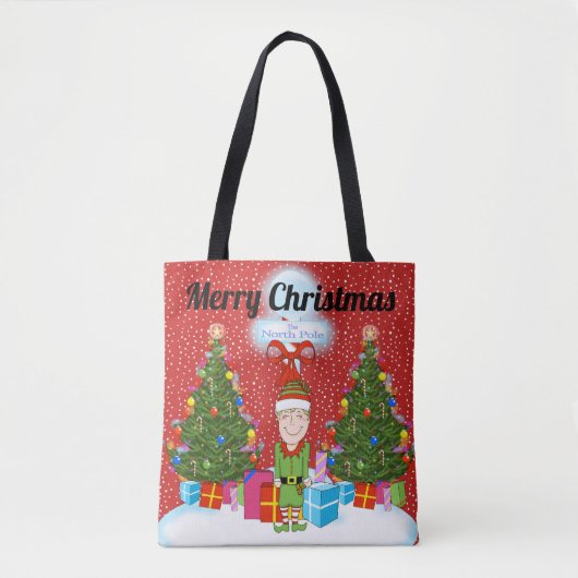 Happy Elf kerstCanvas tas (Voorkant)