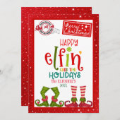 Happy Elfin’ Goede Tijd Vakantie Kaart (Voorkant / Achterkant)