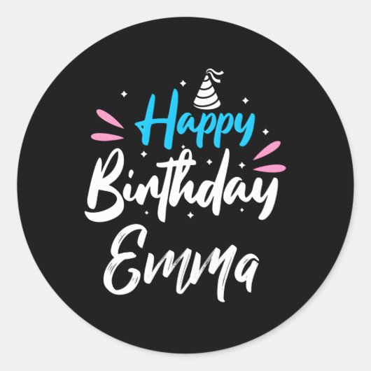 Happy Emma Ronde Sticker (Voorkant)