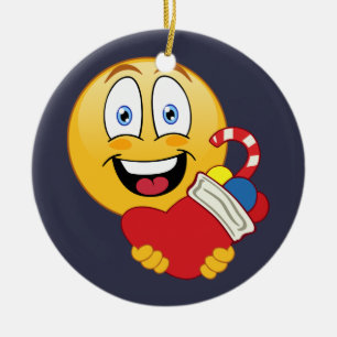 Happy Emoji Kerstmis-stopversieringsornament Keramisch Ornament