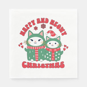 Happy en Meowy kerstkatten Servet