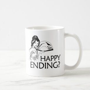 HAPPY ENDING wordt vertaald als: GELUKKIG EINDE Koffiemok
