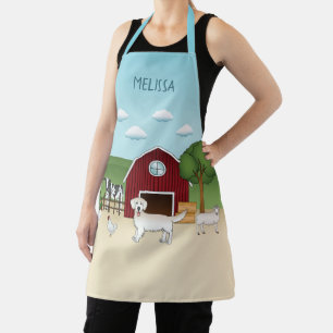 Happy English Cream Golden Retriever op een Boerde Schort