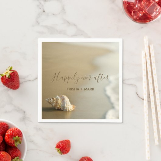 Happy Ever After Seashell op het strand bruiloft Servetten (Insitu)