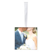 Happy Ever Na Trouwfoto's Collage Custom Kubus Ornament (Rechts)