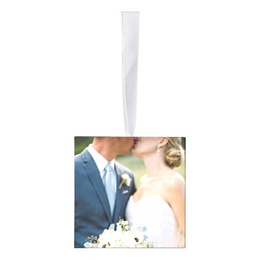 Happy Ever Na Trouwfoto's Collage Custom Kubus Ornament (Rechts)