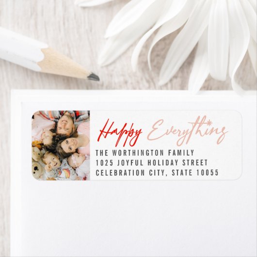 Happy Everything Script Foto Retouradres Etiket (Insitu)