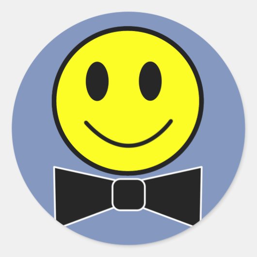 Happy Face Bow Stropdas Ronde Sticker (Voorkant)