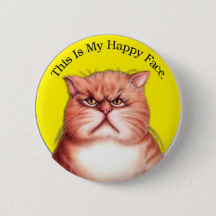 Happy Face cat Ronde Button 5,7 Cm