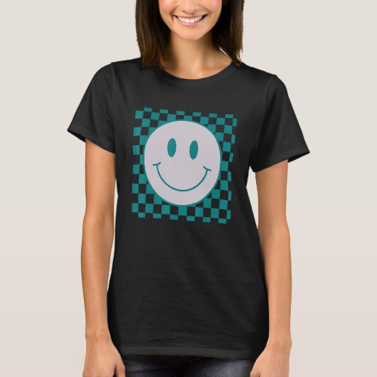 Happy Face Checkered Pattern Smile Face Meme 1 T-shirt (Voorkant)