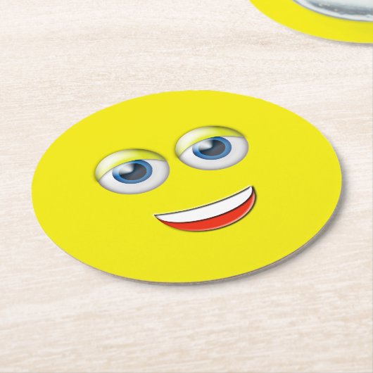 Happy Face Emoji Ronde Kartonnen Onderzetter (Gebogen)