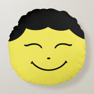 Happy Face Emoji - Round Pillow Rond Kussen