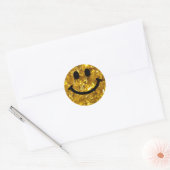 Happy Face Faux Sparkly Gold Bling - Matte sparkle Ronde Sticker (Envelop)
