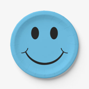 Happy Face Graphic   Blauw Papieren Bordje
