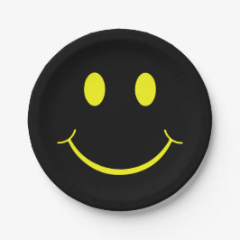 Happy Face Graphic | Zwart geel Papieren Bordje