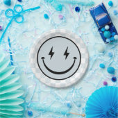 Happy Face Groovy Blue Boy Verjaardag Papieren Bordje (Feest)