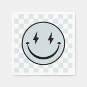 Happy Face Groovy Blue Boy Verjaardag Servet (Voorkant)