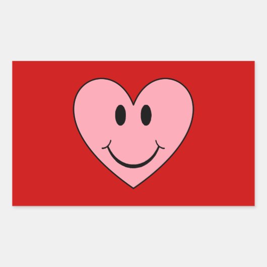 Happy Face Heart Rechthoekige Sticker (Voorkant)