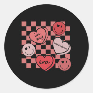 Happy Face Heart Retro Groovy Valentijn in mijn Va Ronde Sticker