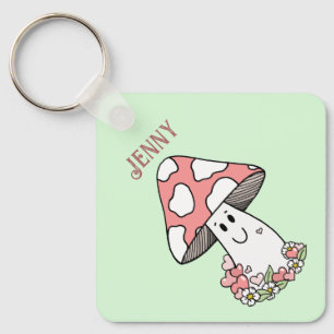 Happy Face Mushroom Sleutelhanger