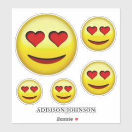 Happy Face Red Heart Eyes Collectie Naam toevoegen Sticker