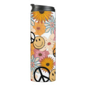 Happy Face, Retro Floral & Peace Thermosbeker (Geroteerd rechts)