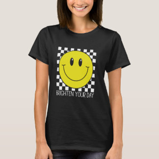 Happy Face Schattige Retro Glimlach Geruit Glimlac T-shirt