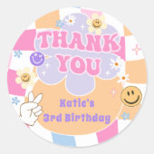 Happy Face Smile À damiers Anniversaire Sticker (Devant)