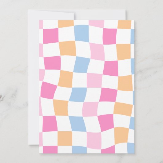 Happy Face Smile Groovy Checkered Verjaardag Bedankkaart (Achterkant)