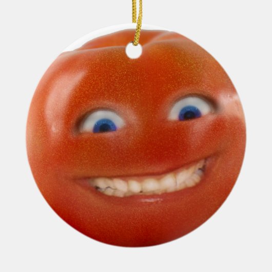 Happy Face Smiling Tomato Keramisch Ornament (Voorkant)