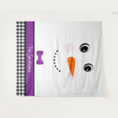 Happy Face Snowman avec Tapisserie Bowtie violette (Devant (Horizontal))
