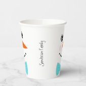 Happy Face Snowman Blauwgroen Blue Bowtie Papieren Bekers (Links)