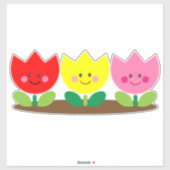 Happy Face Tulip Flowers Garden art Sticker (Vel)