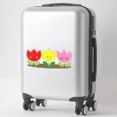 Happy Face Tulip Flowers Garden art Sticker (Koffer)
