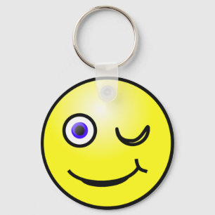 Happy Face Winking Sleutelhanger