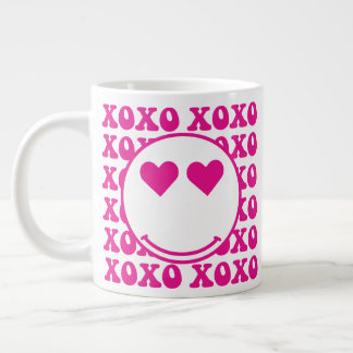 Happy Face, xoxo, valentine, custom mug, cup Extra Grote Beker
