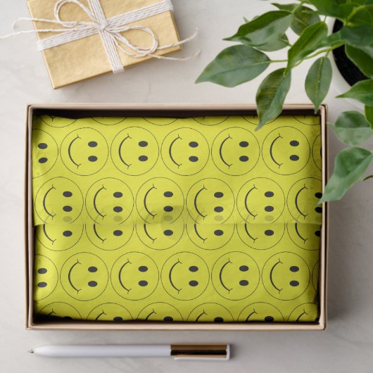 Happy Face Yellow Pattern Tissuepapier (Geschenk)
