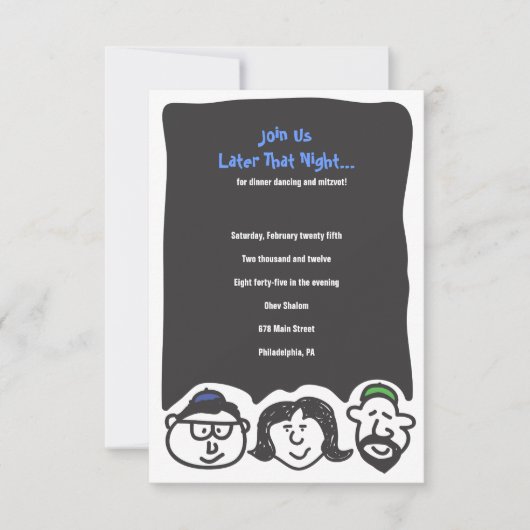 HAPPY FACES Bar Bat mitzvah Invitation Carte Party (Devant)