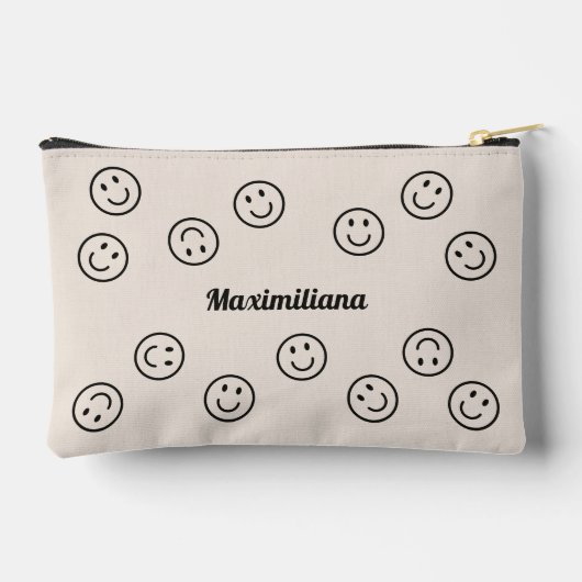 Happy Faces Charcoal Cement - KLEINE accessoire Po Etui (Achterkant)