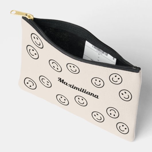 Happy Faces Charcoal Cement - KLEINE accessoire Po Etui (Open)