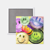 HAPPY FACES Magnet Magneet (Voorkant / Achterkant)