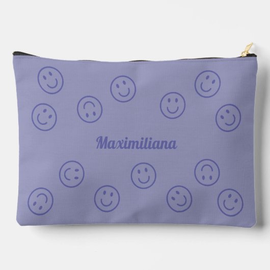 Happy Faces Paarse op Paarse-GROTE accessoirezak Etui (Achterkant)