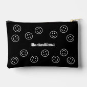 Happy Faces Wit op Zwart - KLEINE accessoire Pouch Etui (Achterkant)