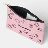 Happy Faces Zwart op Roze - KLEINE accessoire Pouc Etui (Open)