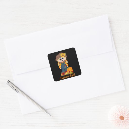 Happy Fall scarecrow Saison autocollant (Enveloppe)