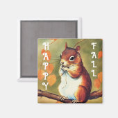 Happy Fall Squirrel Magnet Carré (Recto/Verso)