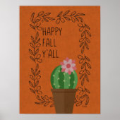 Happy Fall Y'All Cactus Design Poster (Devant)