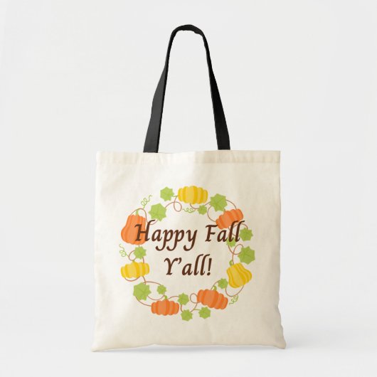 Happy Fall Y'all Citrouille Wreath Sac fourre-tout (Devant)
