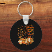 Happy Fall Y'all Floral Pumpkin Autumn Coffee Sleutelhanger (Voorkant)